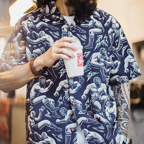 Vintage Cuban Collar Shirt – Men's Summer Hawaiian Print Vacation Short Sleeve Blouse